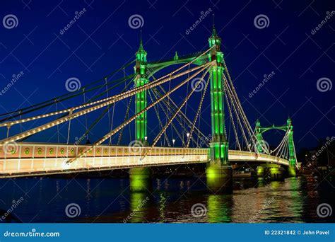 Albert Bridge, Thames, London England UK at Night Stock Photo - Image of lights, landmark: 22321842