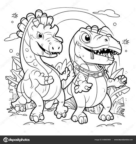 Dinosaurios Páginas Para Colorear Blanco Negro Para Niños Líneas ...