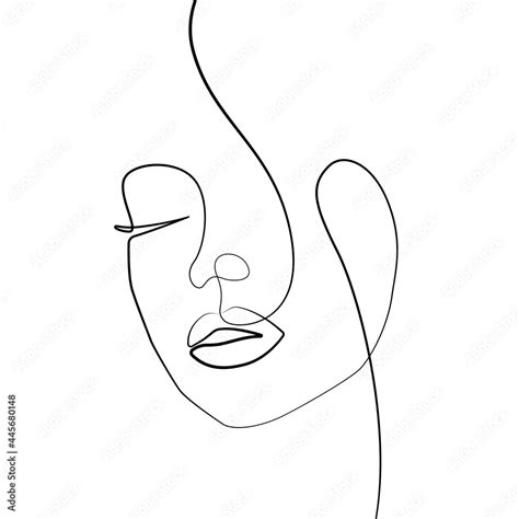 Abstract Woman Face Line Art Drawing. Female Face Silhouette One Line ...