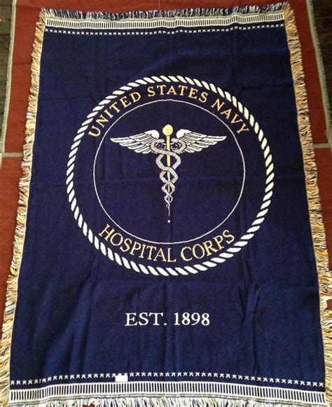 U.S. Navy Hospital Corps Corpsman Insignia logo Woven Afghan Throw ...