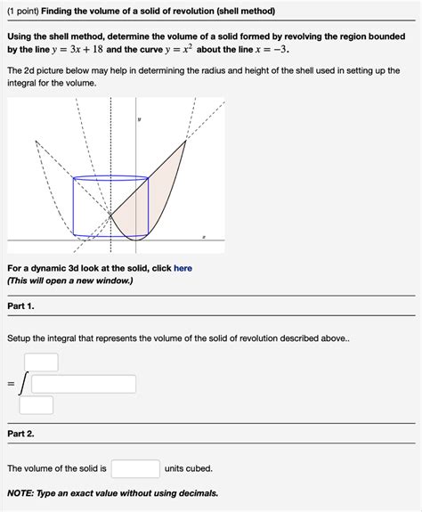 Solved (1 point) Finding the volume of a solid of revolution | Chegg.com