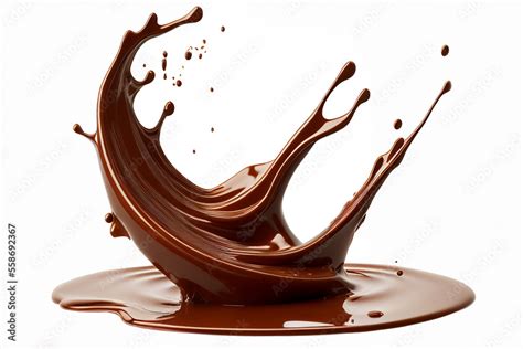 Close up pouring liquid chocolate crown splash in a liquid chocolate ...