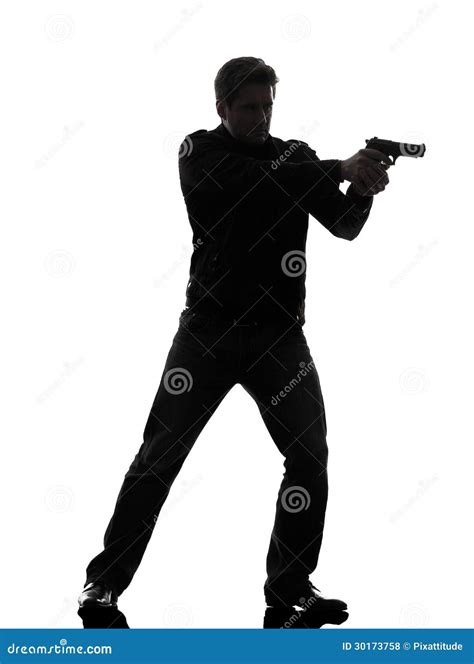 Policeman Aiming Gun On Sky Royalty-Free Stock Image | CartoonDealer.com #33890986