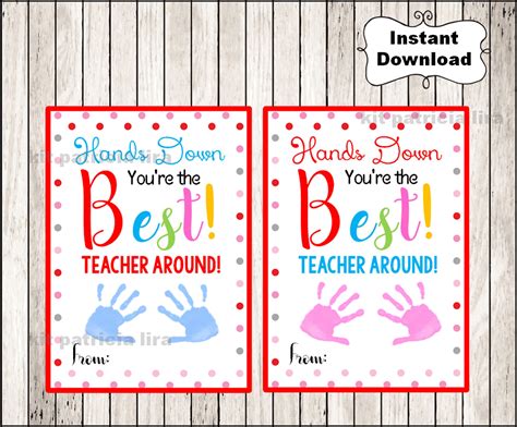 Hands Down Teacher Appreciation Printable