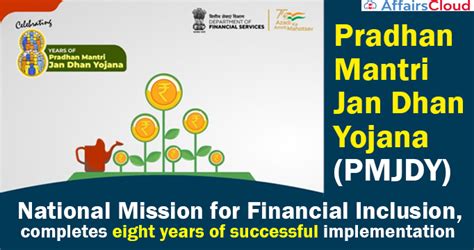 PMJDY completes 8 years of Successful Implementation on Aug 28, 2022