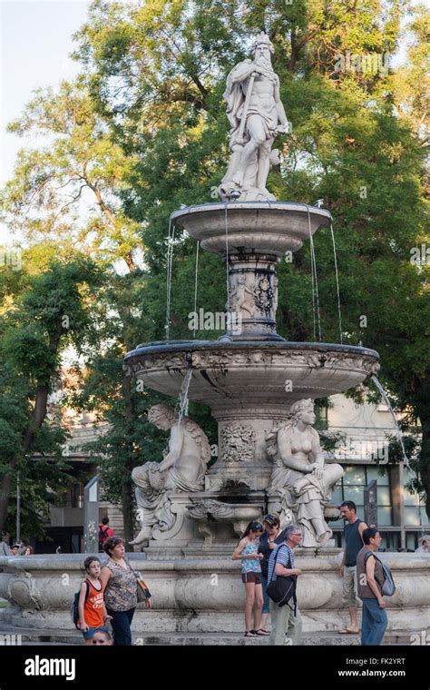 Danubius Fountain Budapest Hungary Stock Photo - Alamy