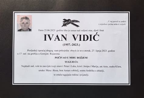 Ivan Vidić | Osmrtnice Livno