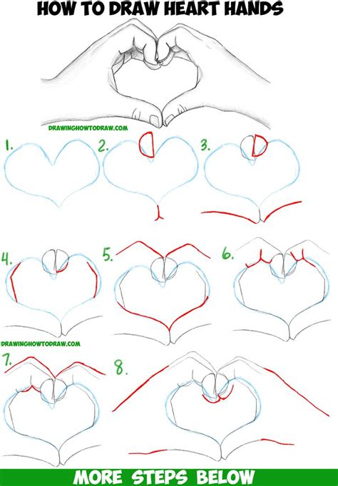 How to Draw Heart Hands in Easy to Follow Step by Step Drawing Tutorial for Beginners and ...