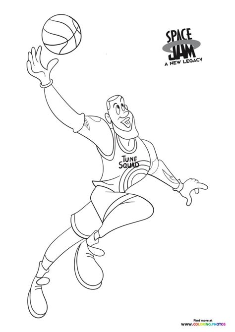 LeBron James dunking - Space Jam: A new legacy - Coloring Pages for kids