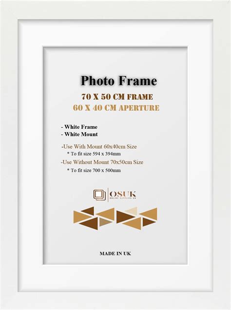 OSUK White 70x50 cm Frame With 60x40 cm Mount Modern Photo Frame With ...