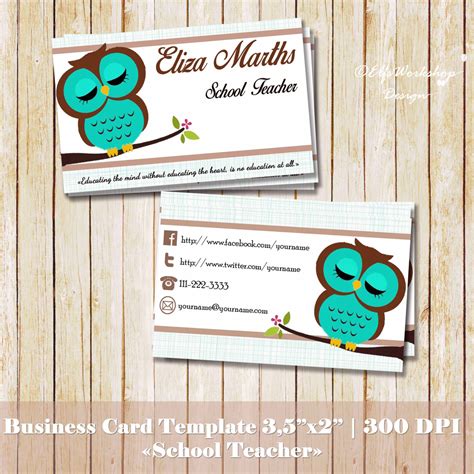 Business Card Teacher Business Card Design by ElfsWorkshopDesign