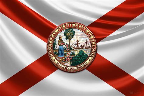 Florida Great Seal over State Flag Digital Art by Serge Averbukh - Pixels