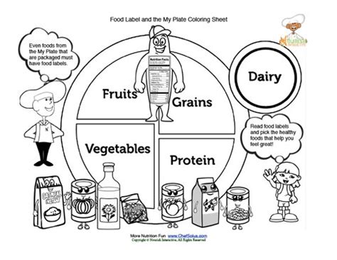 My Plate Food Groups and the Food Label Coloring Sheet