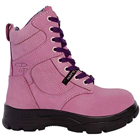 Women's steel toe work boots - Pink (8") *** Click image to review more details. (This is an ...