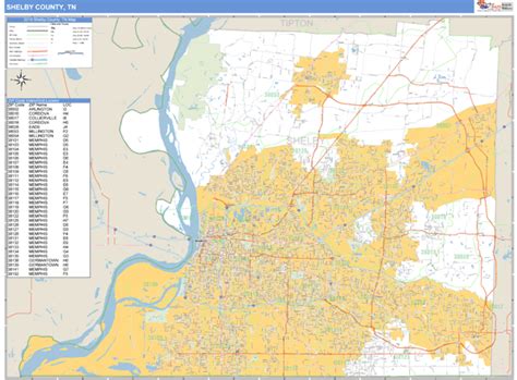 Shelby County, Tennessee Zip Code Wall Map | Maps.com.com