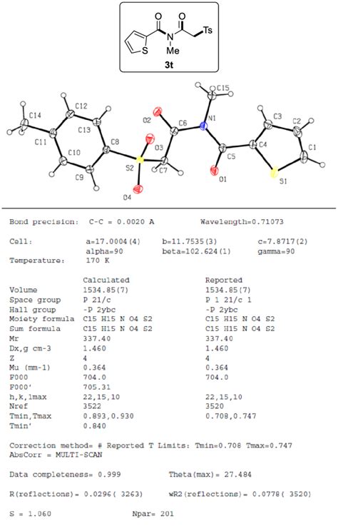 Fig. S12 X-ray analysis of 3t. Detail X-ray crystallographic data of 3t ...