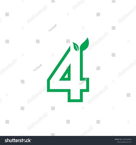 Number 4 Logo Design Concept Nature Stock Vector (Royalty Free ...