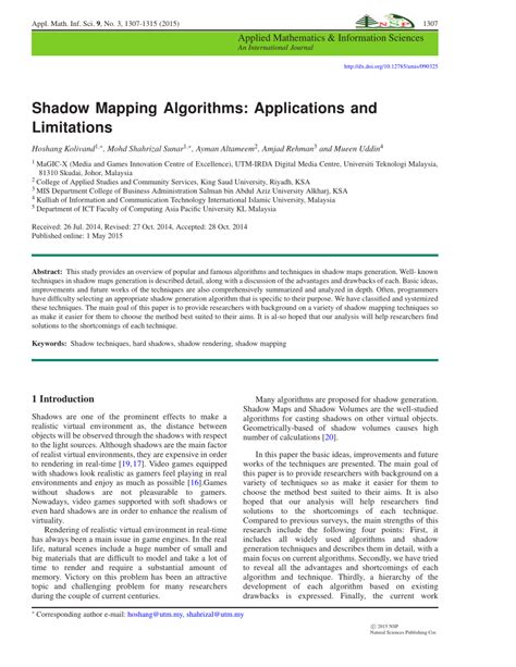 (PDF) Shadow Mapping Algorithms: Applications and Limitations