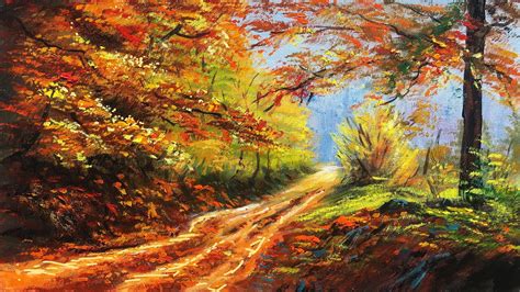 Autumn Forest Path Painting | Acrylic Landscape Painting in Time-Lapse ...
