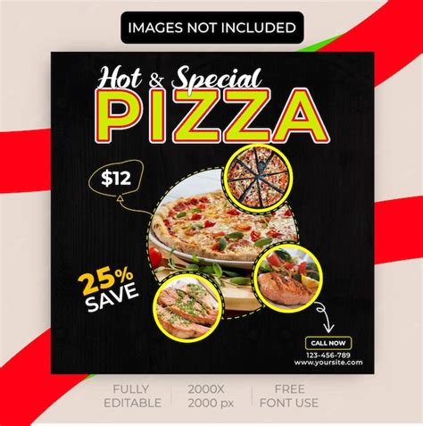 Premium Vector | Hot pizza menu promotion social media banner template healthy pizza fast food ...