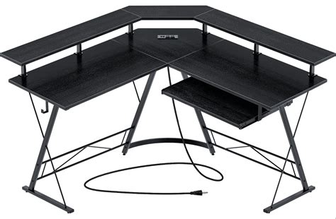 Buy Rolanstar Computer Desk L Shaped, Gaming Desk with Power Outlet, 54” Reversible Desk with ...
