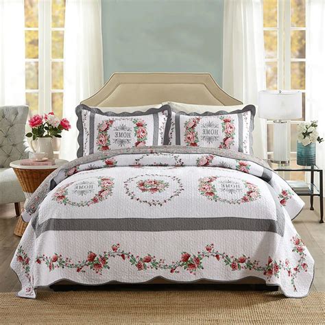 Quality Patchwork Quilt Set 3PCS Quilted Bedspread*1 Pillowcase*2 ...