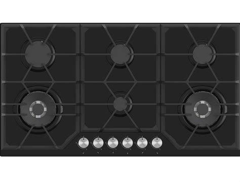 90cm 6 Burner Black Gas Hob With 2 Wok Burner