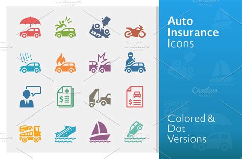 Auto Insurance Icons | Colored ~ Icons ~ Creative Market