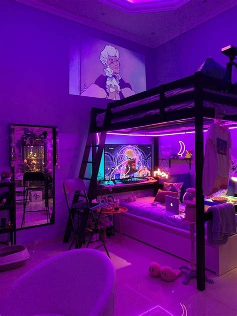 Vibey Neon Purple Gamer Room Inspo. In stock ⚡️👀 | Dreamy room, Room ...