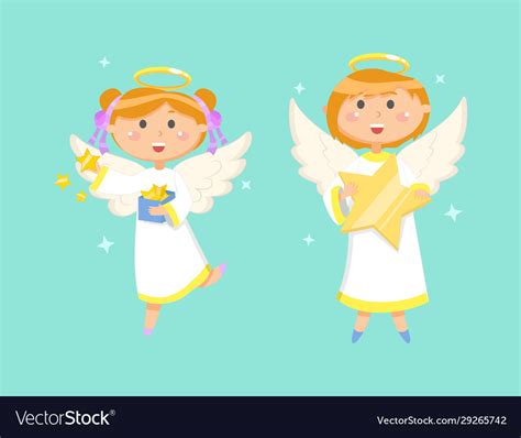 Angels kids angelic children on christmas holiday Vector Image