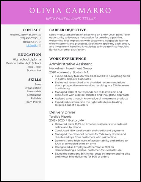 Bank Teller Resume Template