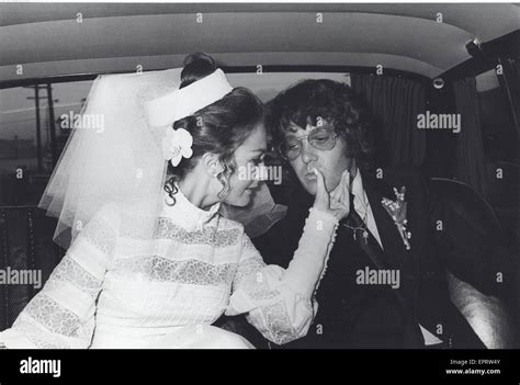 MICHAEL COLE with wife on their wedding day 1971. © Peter Sorel/Globe ...