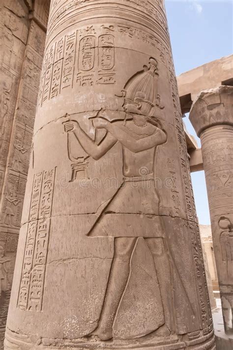 Hieroglyphs in Ruins of the Temple of Kom Ombo in the Nile River, Egypt Stock Photo - Image of ...