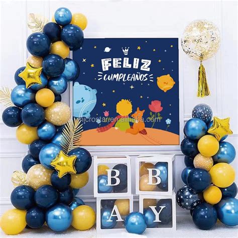 Metallic Blue Balloons Feliz Cumpleanos Golden Confetti Balloons With ...