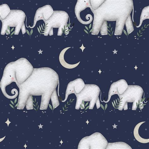 Elephant Seamless Pattern, Elephant Fabric Design, Baby Seamless ...