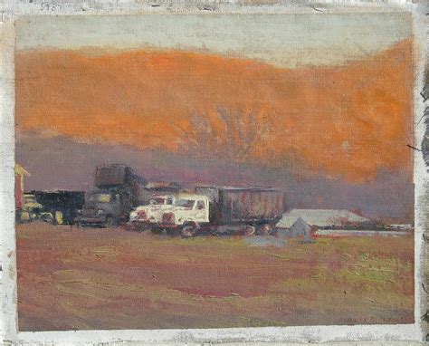 Harry Orlyk - #5787 Trucks in Chambers' Valley: Impressionist En Plein Air Landscape at Sunset ...