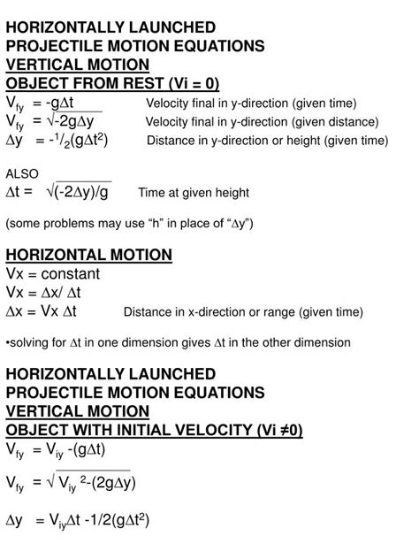 PPT - HORIZONTALLY LAUNCHED PROJECTILE MOTION EQUATIONS VERTICAL MOTION ...