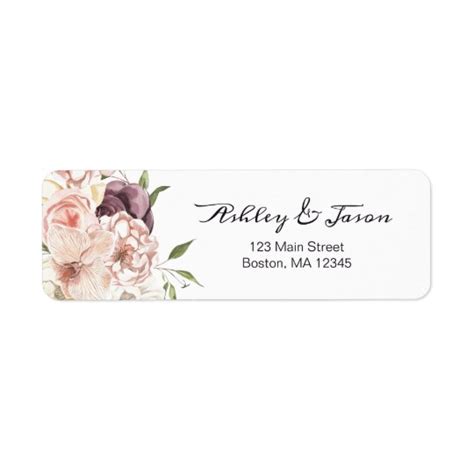 Modern Rose White Floral Return Address Label | Zazzle.com.au