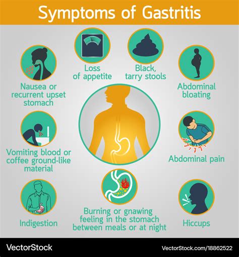 Symptoms of gastritis logo icon Royalty Free Vector Image