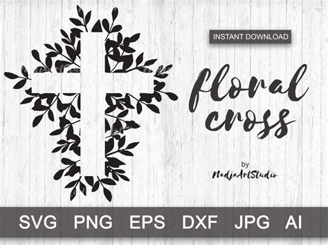 Cross SVG File Christian SVG Religious Svg Floral Cross - Etsy