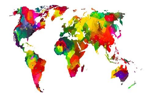 Papier peint mappemonde Le monde en couleurs