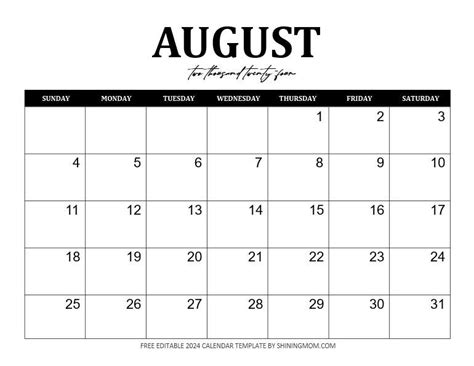 FREE Fully Editable 2024 Calendar Template in Word