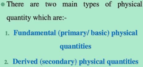 Types of Physical Quantities and Their Examples