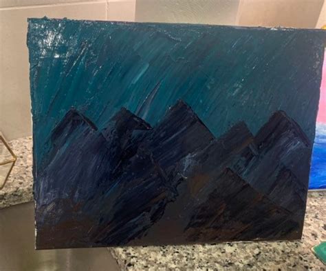 Dark Mountains Painting Canvas Painting | Etsy