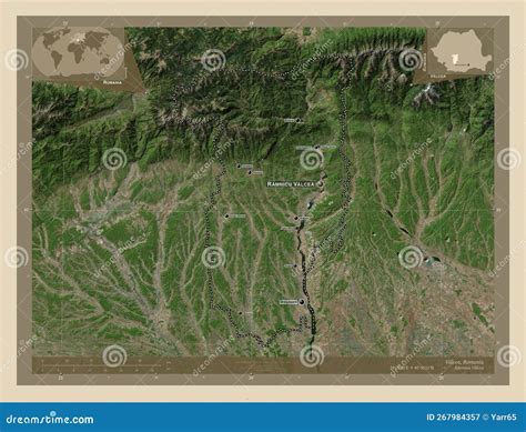 Valcea, Romania. High-res Satellite. Labelled Points of Cities Stock Illustration - Illustration ...