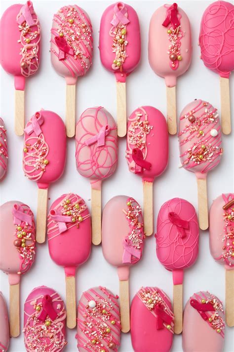 Pinktober Cakesicles | Valentine cake pop, Popsicles cake, Ice cream cake pops