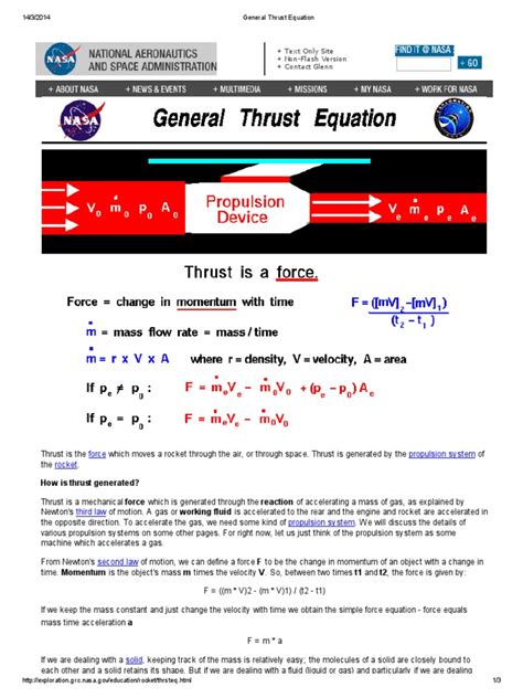 General Thrust Equation | Thrust | Spacecraft Propulsion | Free 30-day Trial | Scribd