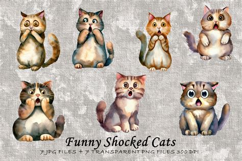 Funny Watercolour Shocked Cats Graphic by AwkwardAnnies · Creative Fabrica