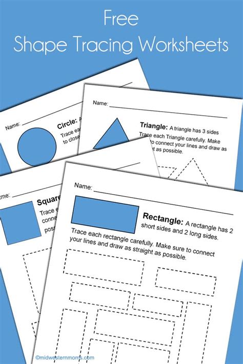 Shape Tracing Worksheets for Kindergarten - Midwestern Moms
