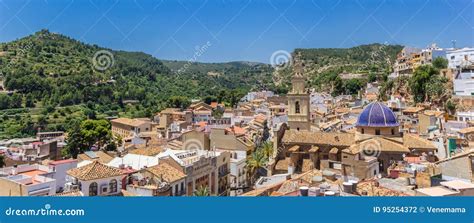 Panorama of the Old Town of Bunol and the Surrounding Mountains ...